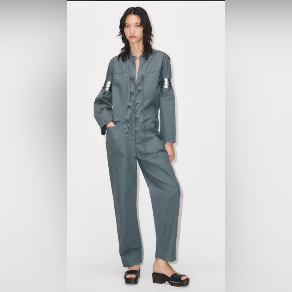 ZARA cotton linen blend jumpsuit size small